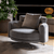 Gray upholstered Dirani chair with a cushioned backrest and seat