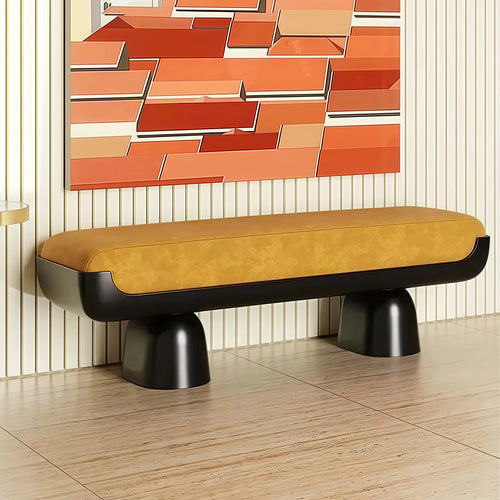 Shop the Dracko Ottoman by Chair Collective — a 5-foot designer ottoman featuring abstract fabrics and a PU gloss black base. A bold and luxurious accent for modern interiors.