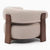 Beige armchair with wooden frame back profile