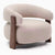 Side angle of modern chair with cushioned seat 