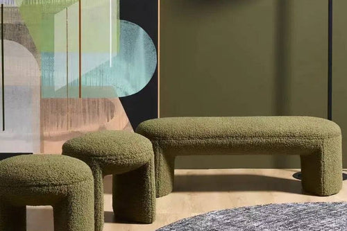 Green modern Pouffes in living room