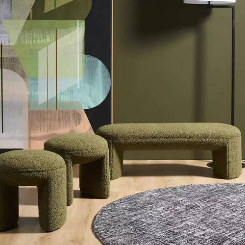 Green modern Pouffes in living room