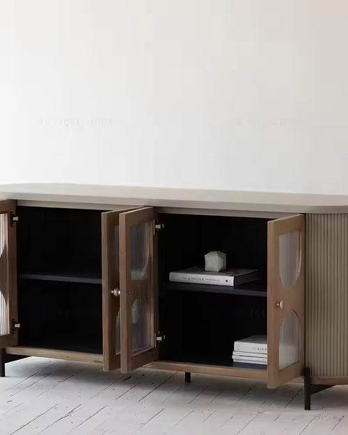 Stylish storage unit with textured doors
