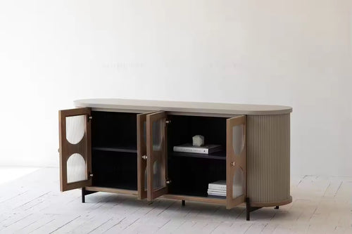 Stylish storage unit with textured doors