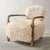 Side profile of Ferris fur and wood lounge chair 