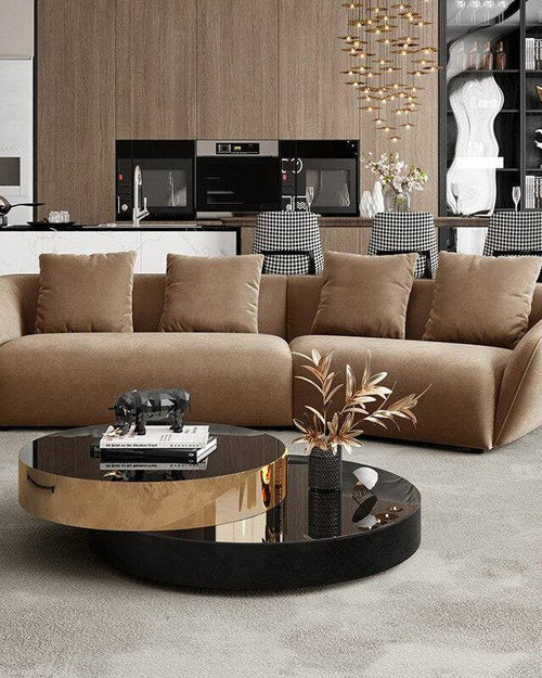 Stylish round black and gold coffee table