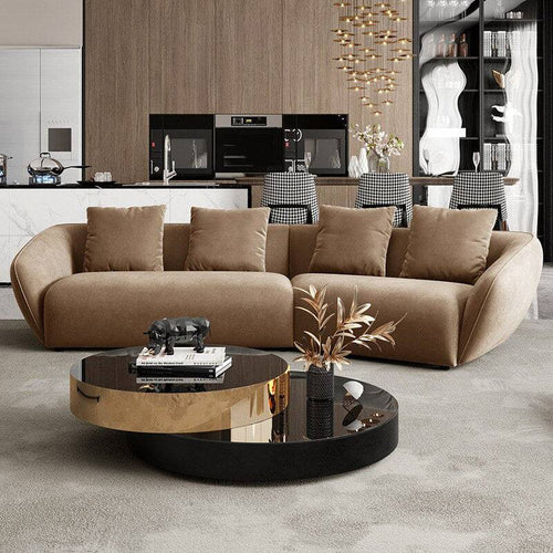 Stylish round black and gold coffee table