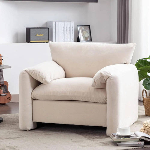Fluffo chair in a living room, demonstrating its design