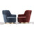 Gemini Chair in blue and maroon velvet with gold base