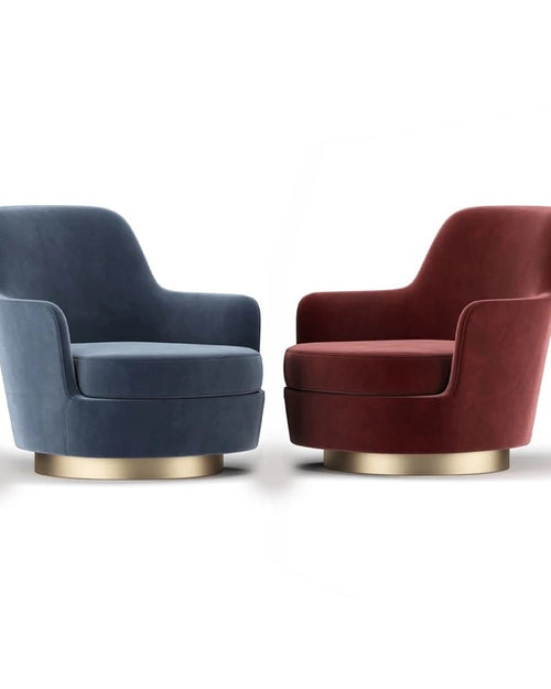 Gemini Chair in blue and maroon velvet with gold base