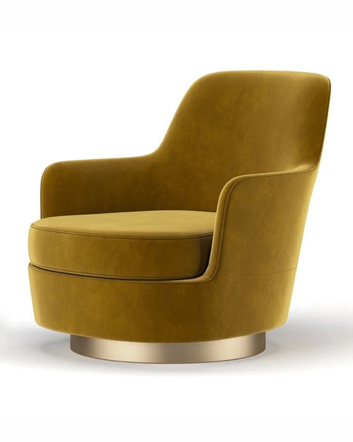 Gemini Chair in mustard velvet with matte gold base