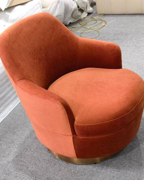Gemini Chair in orange velvet with gold base