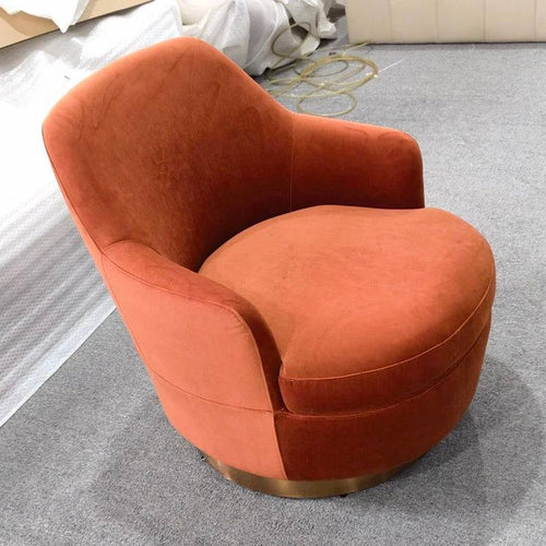 Gemini Chair in orange velvet with gold base