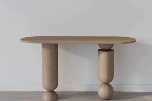 Discover the Genesis Foyer Console by Chair Collective — a luxury console table in natural wood finish, designed for minimalist interiors and modern Indian homes.