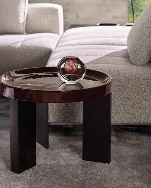 Bold round coffee table centerpiece