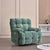 Side profile of Granny Smith colored Japanese-inspired recliner chair in reading nook