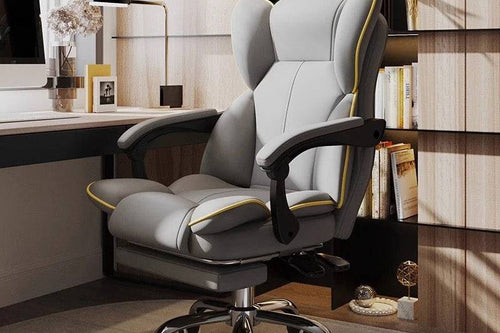 Sleek gray Cruiser gaming chair with neon piping
