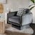 Gray Lupin chair styled in a cozy neutral-toned