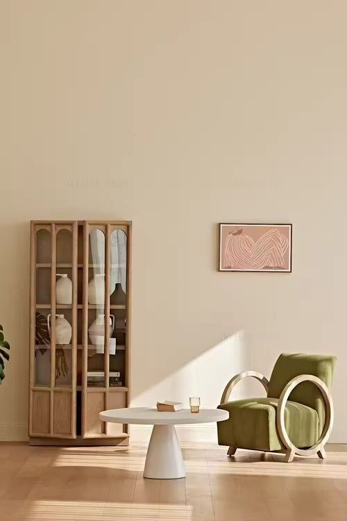 Green Rumion chair with wooden arms 