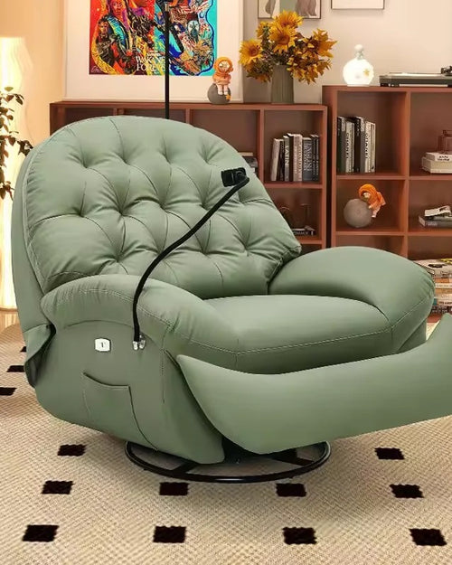 Milo compact recliner chair with phone holder and rotating base