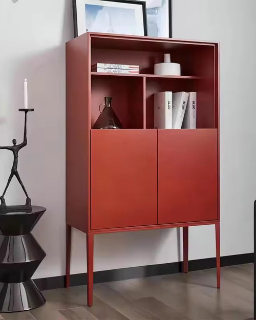 Greko red cabinet on metal legs