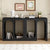 Halo Console in matte black with arched cutouts styled 