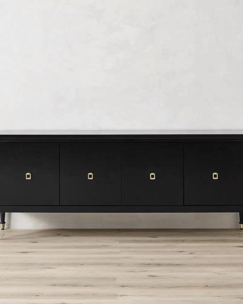 Stylish black and gold storage console