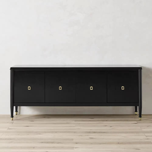 Stylish black and gold storage console