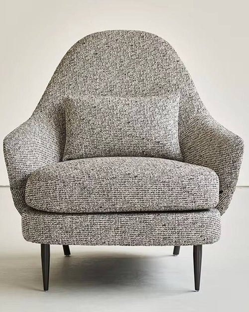 Front view of gray hario chair with matching pillow