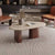Stone coffee table with vase decor