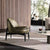 Modern olive green armchair in a stylish living room
