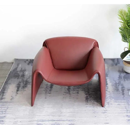 Eye-catching red accent chair front shot