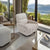 The Fresco Chair is where plush comfort meets fluid motion. Wrapped in a soft, textured boucle, its sculpted silhouette offers a cocoon-like embrace, perfect for slow mornings or sunset views.