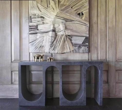 Arcus Console – Architectural Elegance, Modern Function
The Arcus Console is a striking blend of sculptural form and functional design. Defined by its bold arched cutouts and minimalist silhouette, this piece brings architectural sophistication to any interior. Whether styled in an entryway, dining room, or living space, the Arcus makes a commanding statement while offering practical surface space.