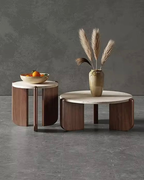 Wabi Sabi Luxury Coffee Table – Japandi Design with Teak & Travertine

The Wabi Sabi Luxury Coffee Table is a celebration of modern minimalism and timeless elegance. Crafted with a solid teak wood frame and a refined travertine marble top, this statement coffee table blends natural textures with sculptural form. Perfect for a luxury living room, it embodies the calm sophistication of Japandi design while offering practical functionality.
