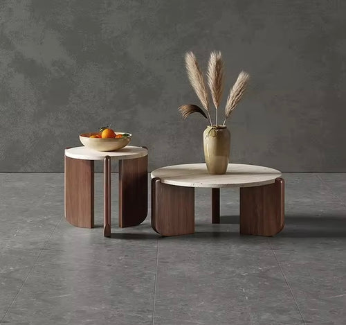 Wabi Sabi Luxury Coffee Table – Japandi Design with Teak & Travertine

The Wabi Sabi Luxury Coffee Table is a celebration of modern minimalism and timeless elegance. Crafted with a solid teak wood frame and a refined travertine marble top, this statement coffee table blends natural textures with sculptural form. Perfect for a luxury living room, it embodies the calm sophistication of Japandi design while offering practical functionality.
