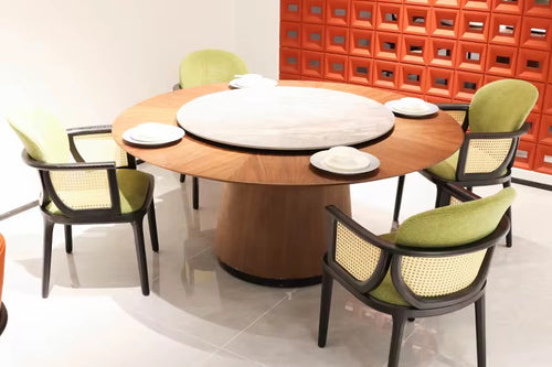 Discover the Sora Cafe Chair: a premium dining armchair featuring a dark wood frame, elegant cane back, and plush upholstered cushions for sophisticated spaces. Cafe Chair Online by Chair Collective