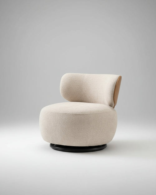 Discover the Konad Chair – a modern swivel accent chair with plush curves, elegant form, and 360° functionality. Perfect for luxury living spaces.The perfect luxury accent chair online in India.