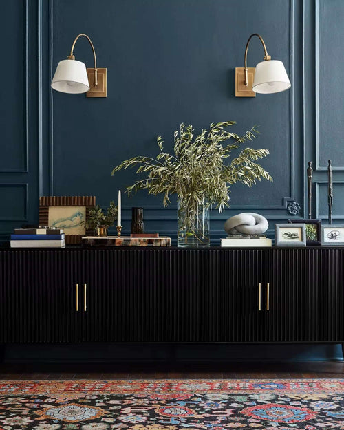 Modular console with gold handles