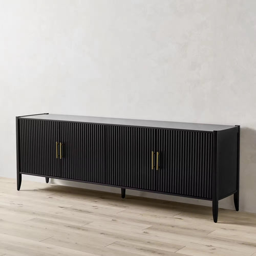 Luxurious fluted console in matte black