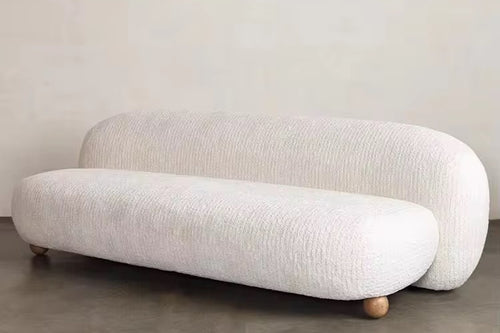 White Sofa with Teak Wood Balls