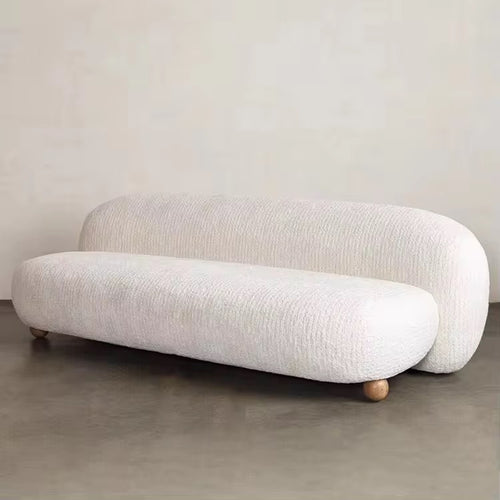 White Sofa with Teak Wood Balls
