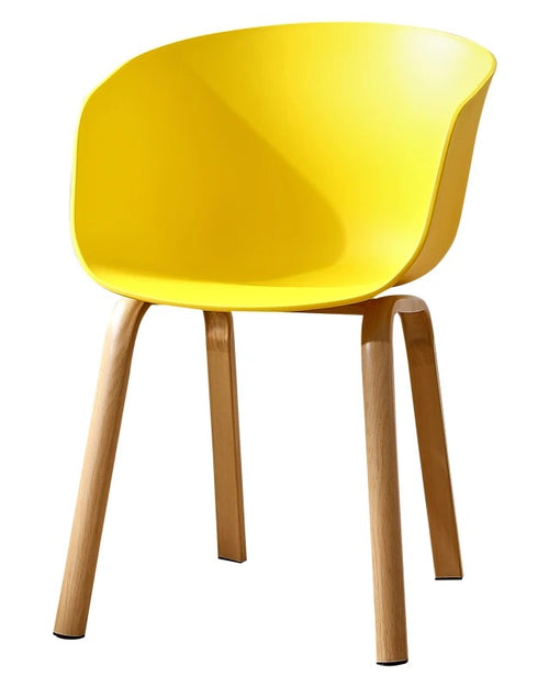 Bright yellow Juju Chair with wooden legs