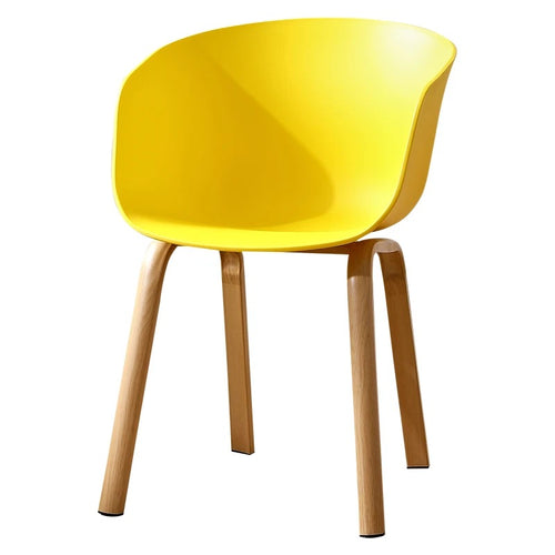 Bright yellow Juju Chair with wooden legs