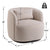 Beige armchair with dimensions and weight label 