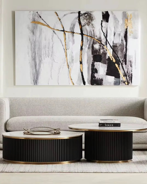 Discover the Josmo Coffee Table Set by Chair Collective — a modern fluted design with a marble top and gold base, crafted to add luxury and elegance to your living space. Shop premium luxury coffee tables online in India.