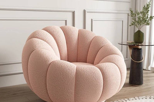 Close-up of the Kandis Round Chair in soft pink