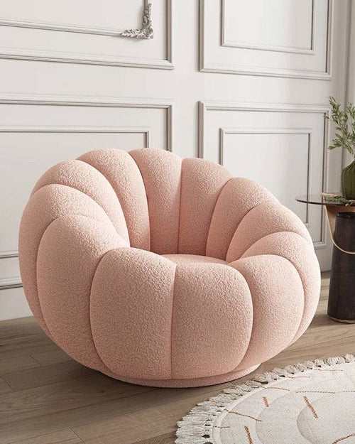 Close-up of the Kandis Round Chair in soft pink
