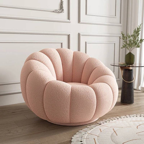 Close-up of the Kandis Round Chair in soft pink