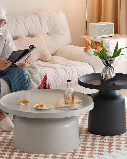 Stylish round table set in living rom